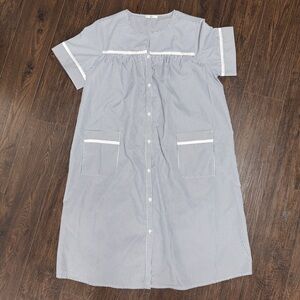 EKOUAER NAVY AND WHITE STRIPED HOUSE DRESS COAT ROBE GOWN